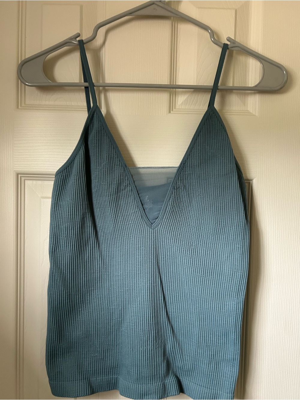 Free People Ribbed V‑Neck Cami — Teal Blue - Picture 1 of 3